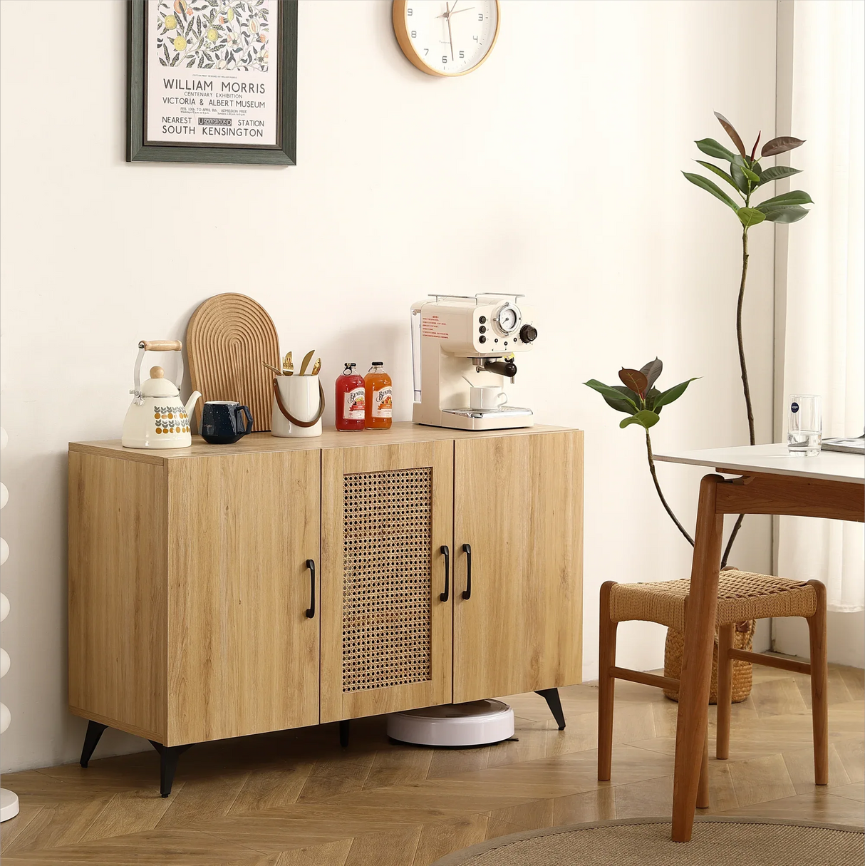 Three-Door Melamine Cabinet With Rattan Mesh Doors - Omega Lifestyles