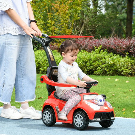 3-in-1 Toddler Push Car With Canopy Music Horn - Omega Lifestyles