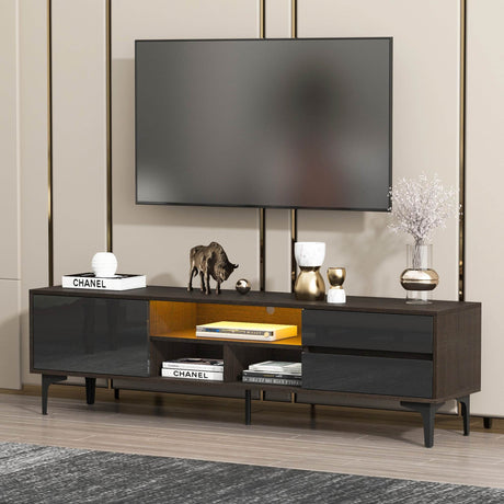 Antique Particle Board TV Stand With LED Lighting - Omega Lifestyles