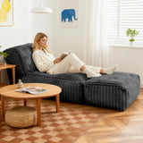 Modular Floor Chaise Lounge Ergonomic Corduroy Sofa Bed