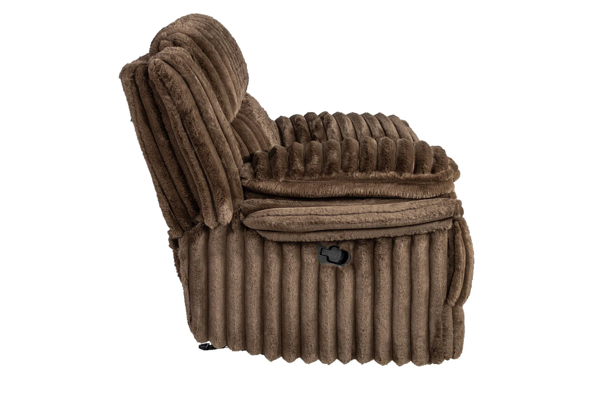 Contemporary Chocolate Corduroy Manual Motion Glider Recliner Chair - Omega Lifestyles