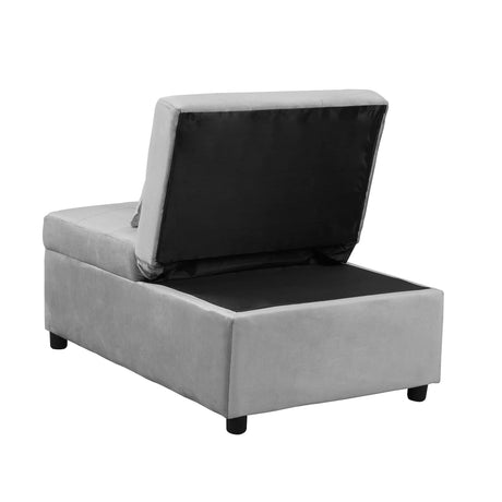 Multifunctional Gray Velvet Folding Ottoman Sofa Bed - Omega Lifestyles