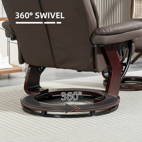 PU Leather Reclining Swivel Chair With Ottoman and Footrest - Omega Lifestyles