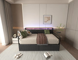 Twin Metal Bed Frame With Upholstered Headboard Charging - Omega Lifestyles