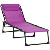 Outdoor Folding Adjustable Chaise Lounge Chair With Pillow