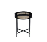 Black Metal And Synthetic Wood Round End Table - Omega Lifestyles