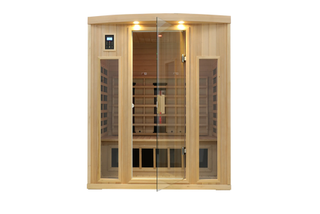 Low EMF Far Infrared Solid Wood Hemlock Sauna For 3 - Omega Lifestyles