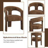 Brown Linen Padded Seat Arm Chair Set of 2 - Omega Lifestyles