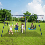 6-in-1 Backyard Steel Frame Swing Set With Ladder - Omega Lifestyles