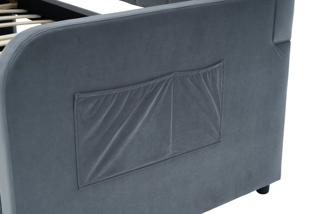 Twin Velvet Upholstered Daybed Frame With Trundle - Omega Lifestyles