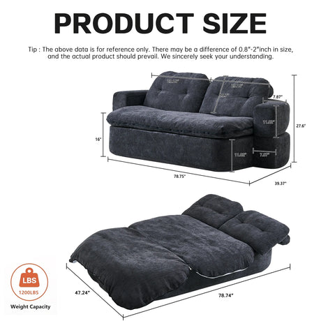 Modern Convertible Linen Foam-Filled Sleeper Sofa Bed With Pillows - Omega Lifestyles