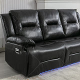 3-Seater Manual Recliner Chair Leather Gel With LED Lights - Omega Lifestyles