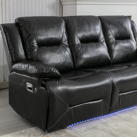 3-Seater Manual Recliner Chair Leather Gel With LED Lights - Omega Lifestyles