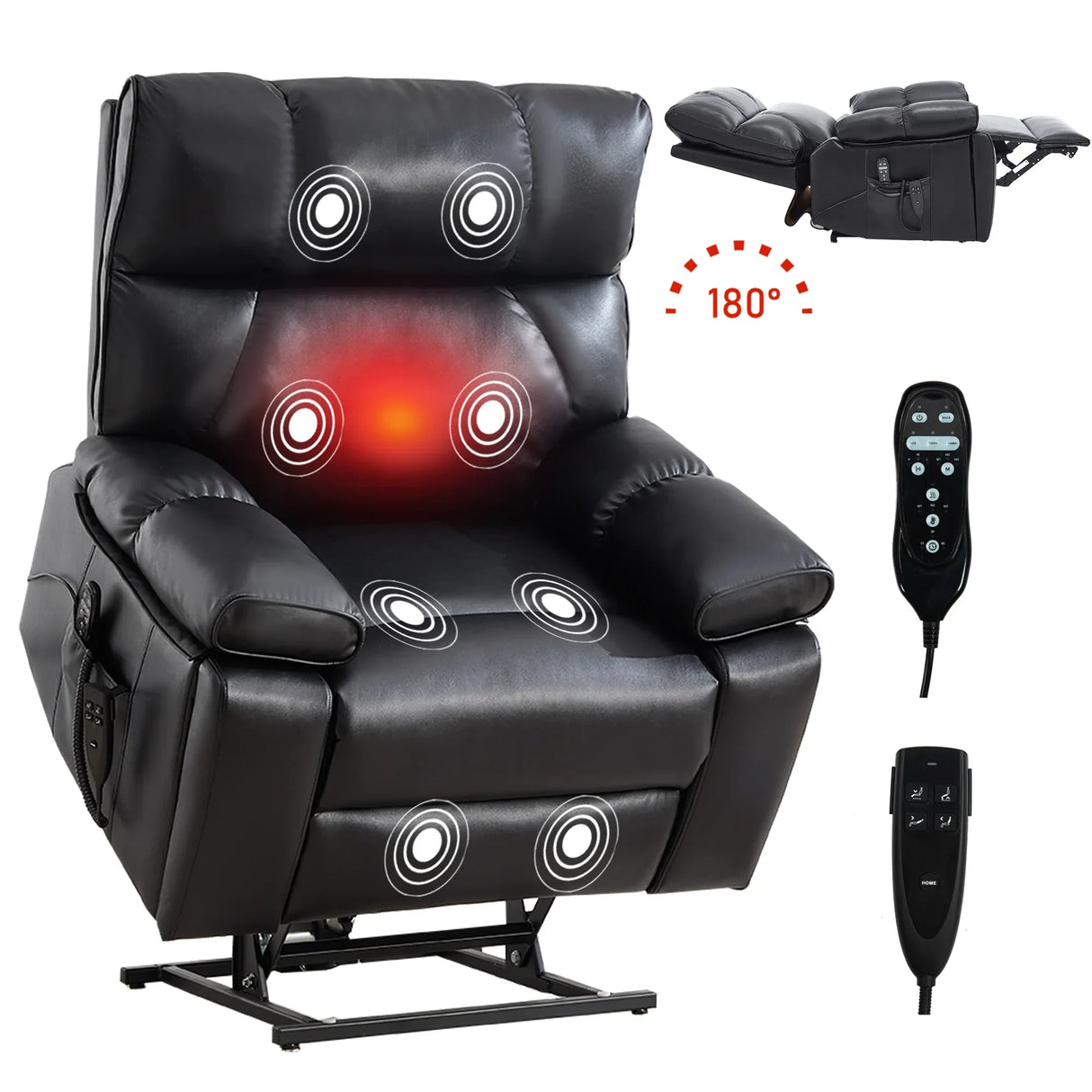 Medium Firm Faux Leather Power Lift Massage Recliner Chair - Omega Lifestyles