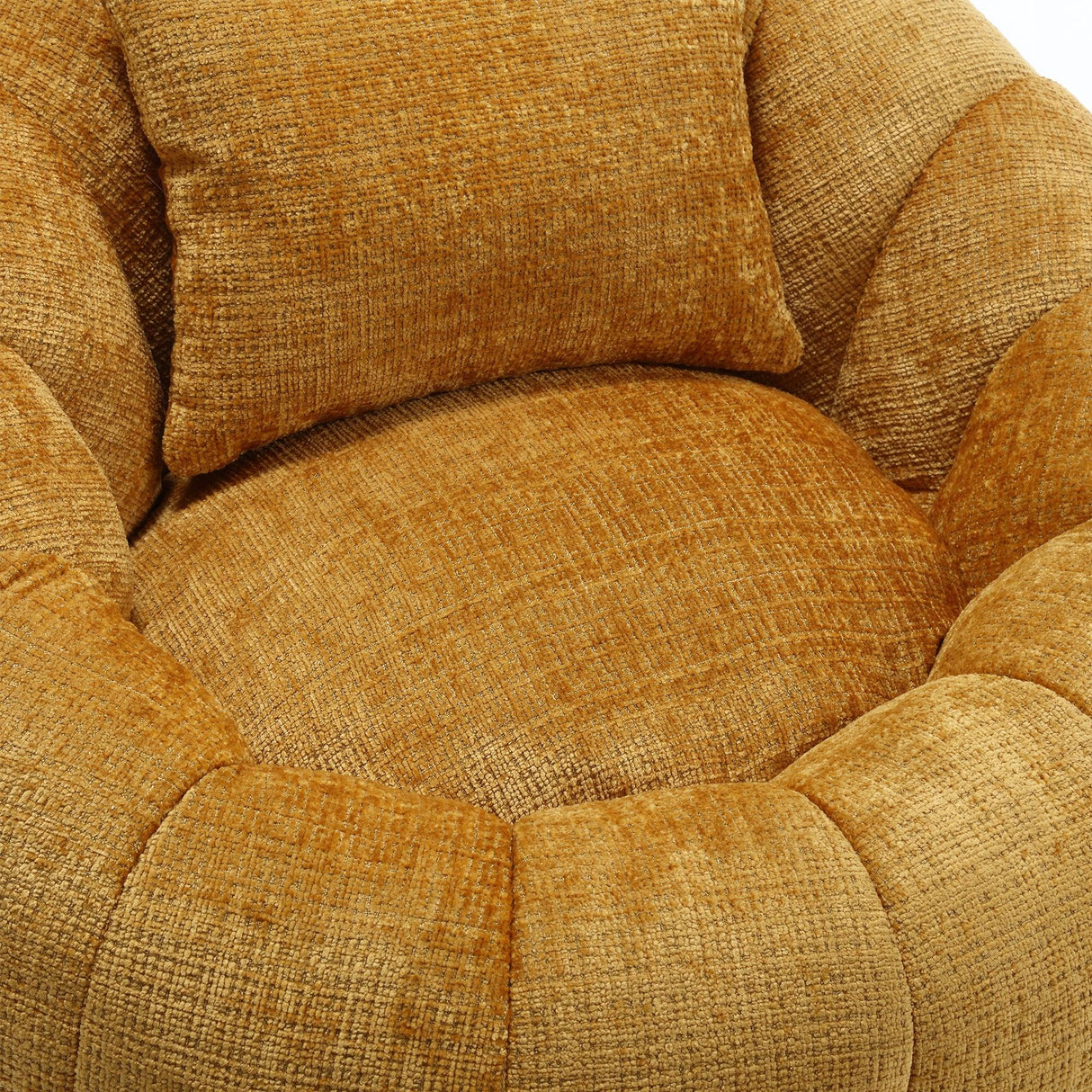 Chenille Memory Foam Pumpkin Shape Lounge Chair With Ottoman - Omega Lifestyles