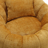 Chenille Memory Foam Pumpkin Shape Lounge Chair With Ottoman - Omega Lifestyles
