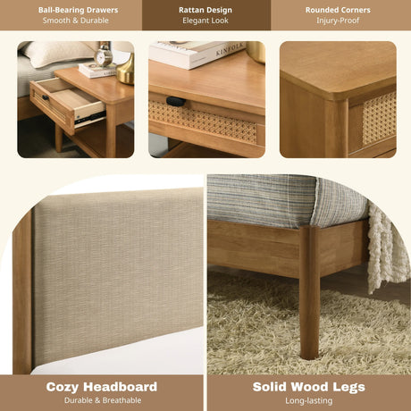 Vichy 5-Piece Queen Rubberwood Bedroom Set - Omega Lifestyles