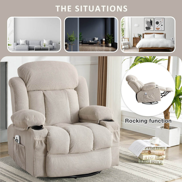 Heated Velvet Swinging Recliner Massage Chair With USB - Omega Lifestyles