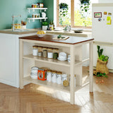 Rustic Solid Wood Kitchen Island Set With Seating - Omega Lifestyles