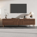 70-Inch Walnut Fluted Modern TV Stand With Storage - Omega Lifestyles