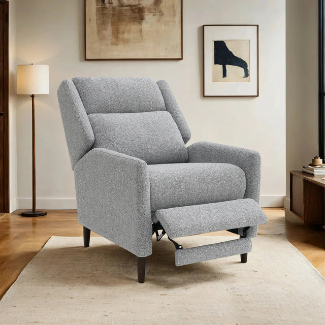 Mid-Century Modern Gray Pushback Manual Recliner - Omega Lifestyles