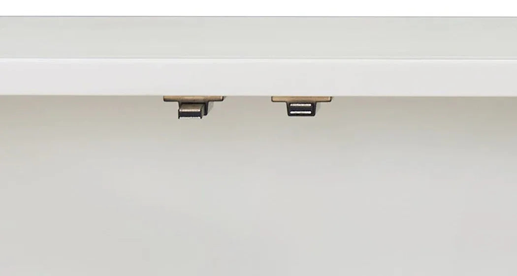 French Provincial Pearl White Silver Console Cabinet - Omega Lifestyles