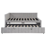 Full Upholstered L-Shaped Daybed With Twin Trundle USB Ports - Omega Lifestyles