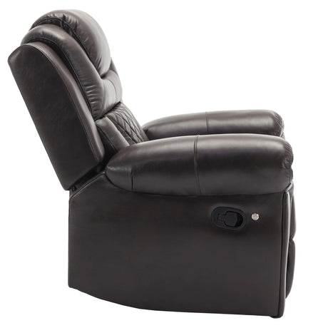 Manual Recliner Brown Faux Leather Chair With LED Light Strip - Omega Lifestyles