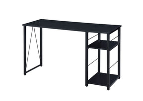 Metal Black Rectangular Writing Desk With Two-Tier Shelf - Omega Lifestyles