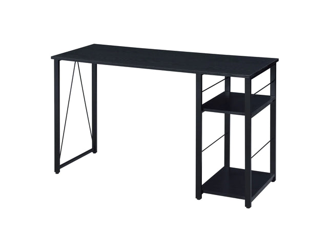 Metal Black Rectangular Writing Desk With Two-Tier Shelf - Omega Lifestyles