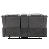 Grey Manual Recliner Chair With Storage Box And Cup Holders - Omega Lifestyles
