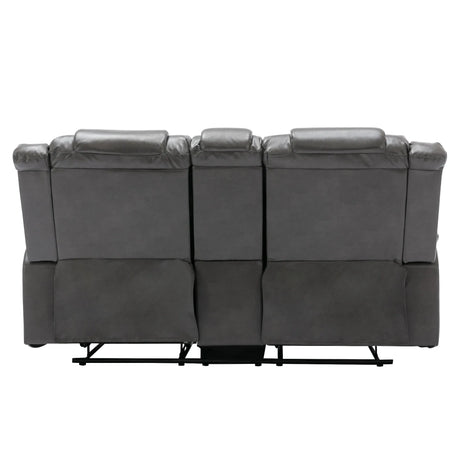 Grey Manual Recliner Chair With Storage Box And Cup Holders - Omega Lifestyles
