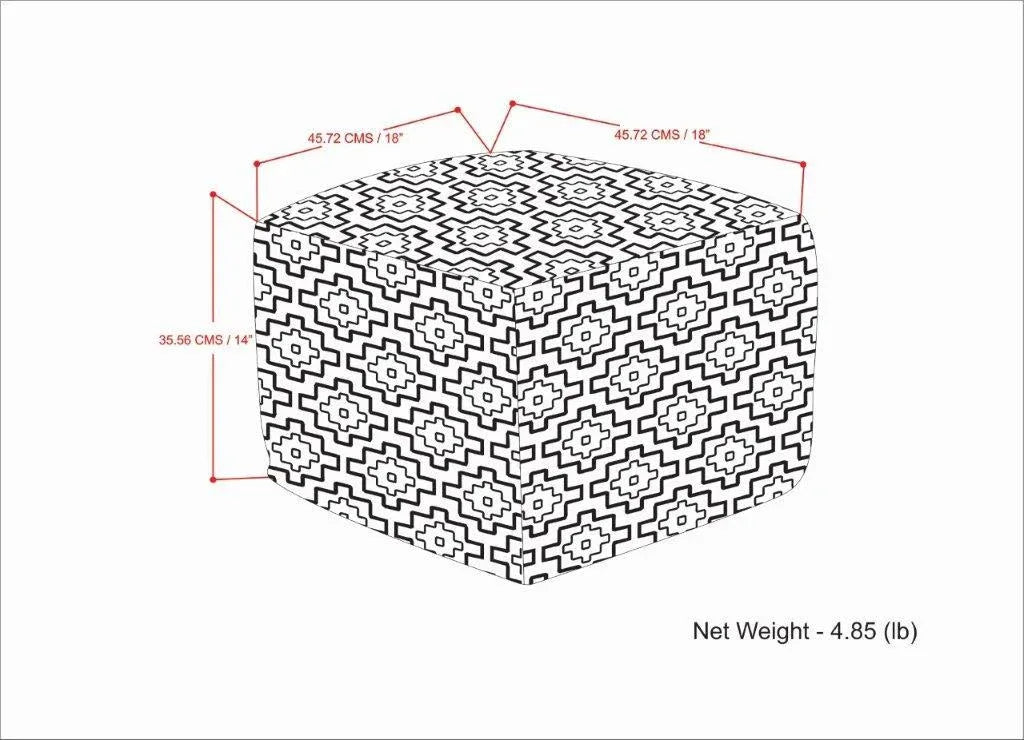 Square Woven Outdoor Indoor Gray Fabric Pouf Seat - Omega Lifestyles