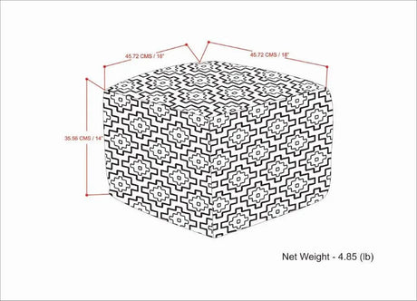 Square Woven Outdoor Indoor Gray Fabric Pouf Seat - Omega Lifestyles