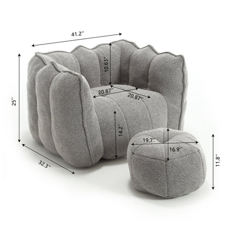 Soft Chenille High Resilient Foam Bean Bag Chair - Omega Lifestyles