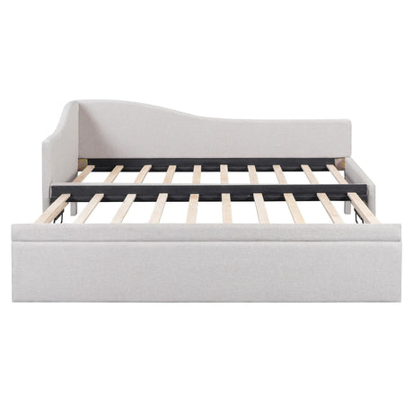 Twin Upholstered L-Shaped Daybed With Pop-Up Trundle - Omega Lifestyles