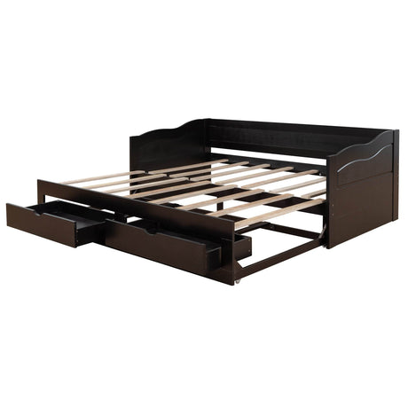Twin Extendable Solid Wood Daybed With Trundle Drawers - Omega Lifestyles