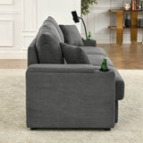Modern Corduroy 4-Seat Armless Sofa With Storage - Omega Lifestyles