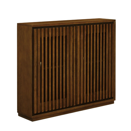 Mid Century Modern Fluted Walnut Solid Wood Sideboard Cabinet - Omega Lifestyles