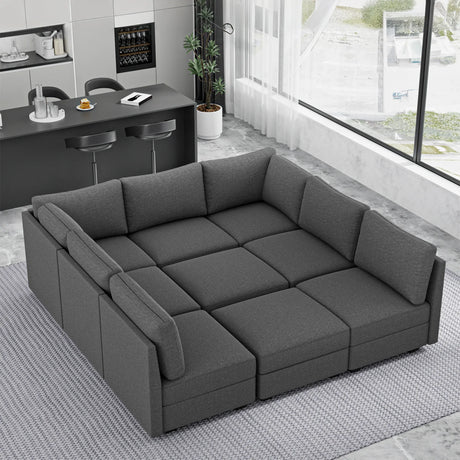 Modern 9-Seater Modular Armless Memory Foam Sofa - Omega Lifestyles