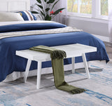 Solid Wood Slatted White Farmhouse Style Wooden Bench - Omega Lifestyles