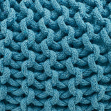 Modern Aqua Cotton Knit Weave Round Pouf 20-Inch - Omega Lifestyles