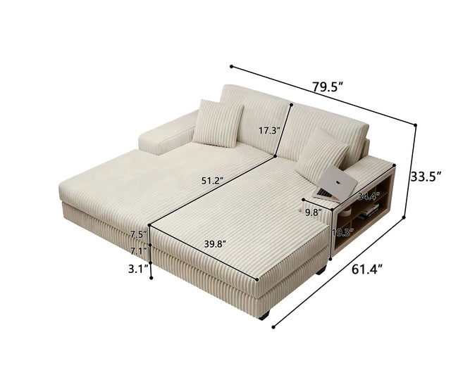 Convertible Corduroy Fabric Sleeper Sofa Chair With Storage - Omega Lifestyles