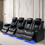 Power Recliner Genuine Leather Fully Adjustable With RGB Lighting - Omega Lifestyles