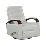 Swivel Gliding Recliner Faux Leather With Solid Rubberwood Arms - Omega Lifestyles