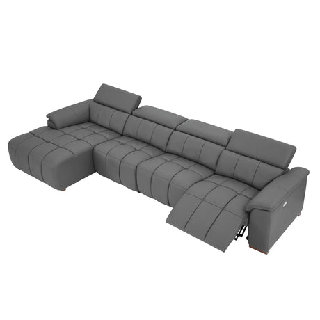 Electric Control Genuine Leather 4-Seat L-Shaped Reclining Sofa - Omega Lifestyles
