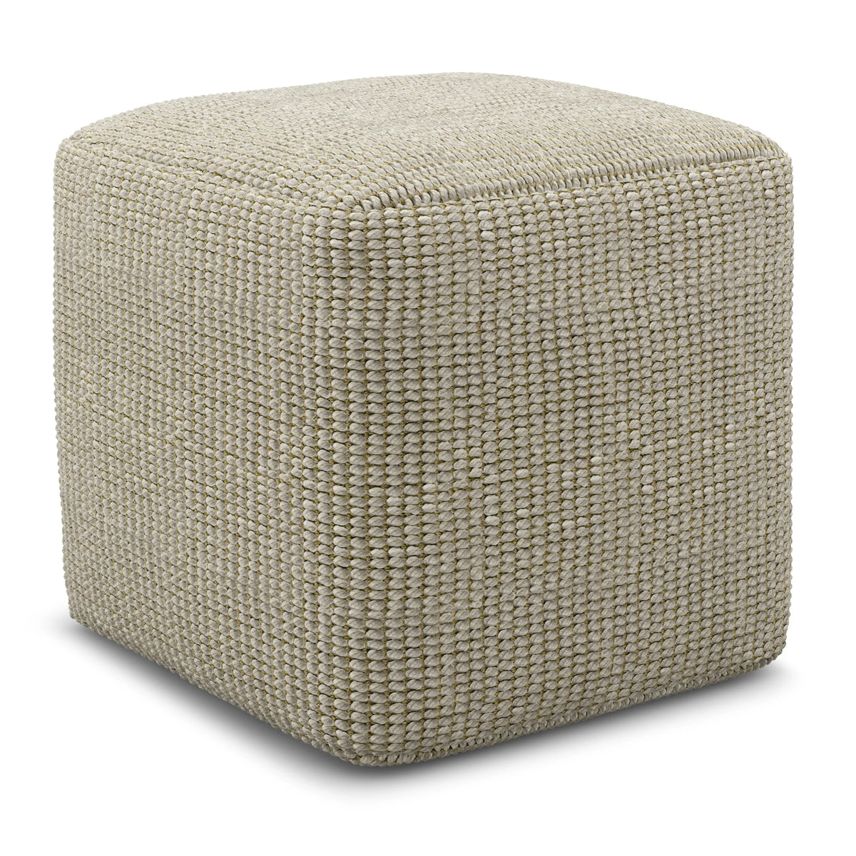 Square Woven Indoor Outdoor Pouf Cream Natural Fiber - Omega Lifestyles
