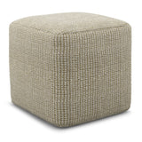 Square Woven Indoor Outdoor Pouf Cream Natural Fiber - Omega Lifestyles