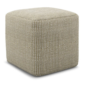 Square Woven Indoor Outdoor Pouf Cream Natural Fiber - Omega Lifestyles