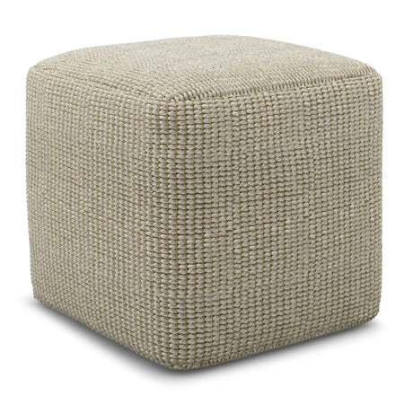 Square Woven Indoor Outdoor Pouf Cream Natural Fiber - Omega Lifestyles